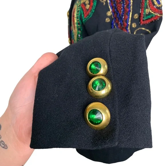 Vintage Lillie Rubin Exclusive Black Heavily Beaded Wool Bead Embellished Jacket - Picture 10 of 14